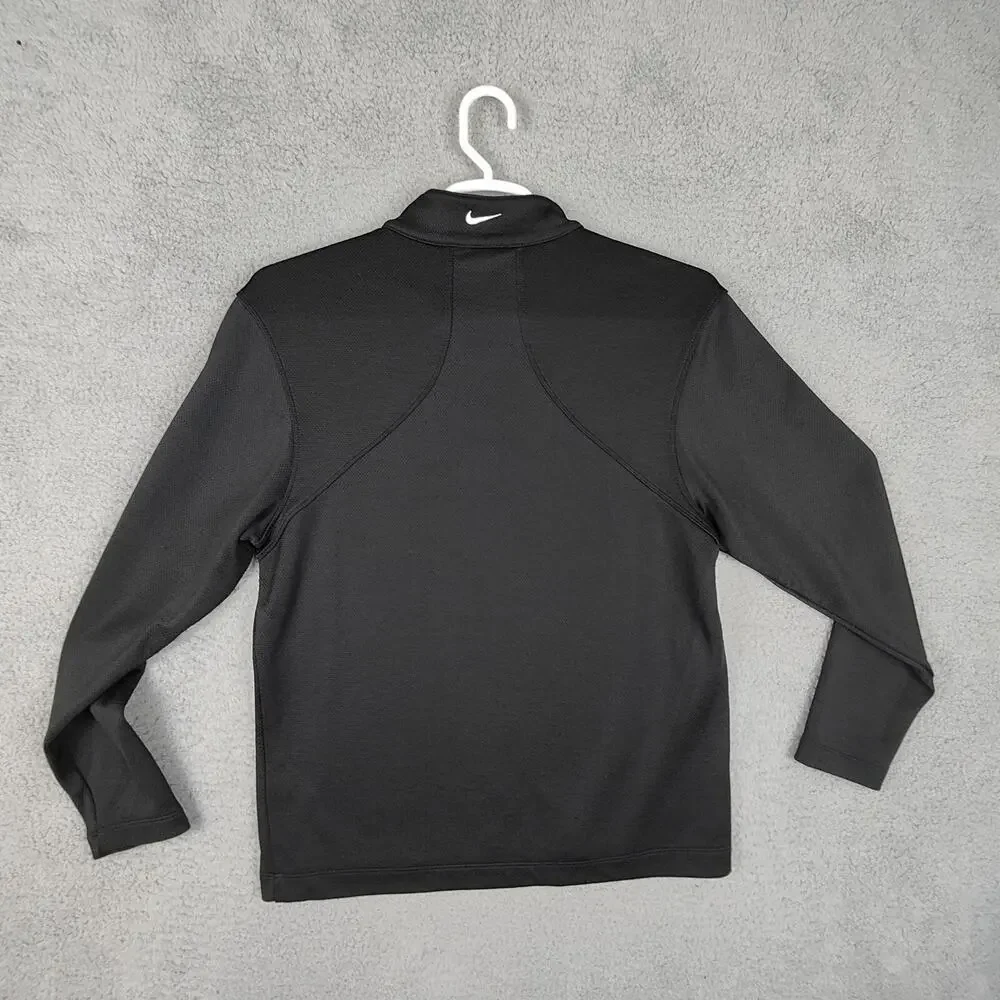 Nike Golf 1/4 Zip Pullover Mens Medium Black Embroidered Sequoyah Athletic EUC